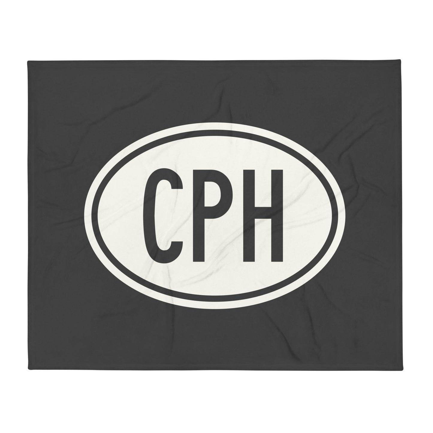 Unique Travel Gift Throw Blanket - White Oval • CPH Copenhagen Souvenir • YHM Designs - Image 01