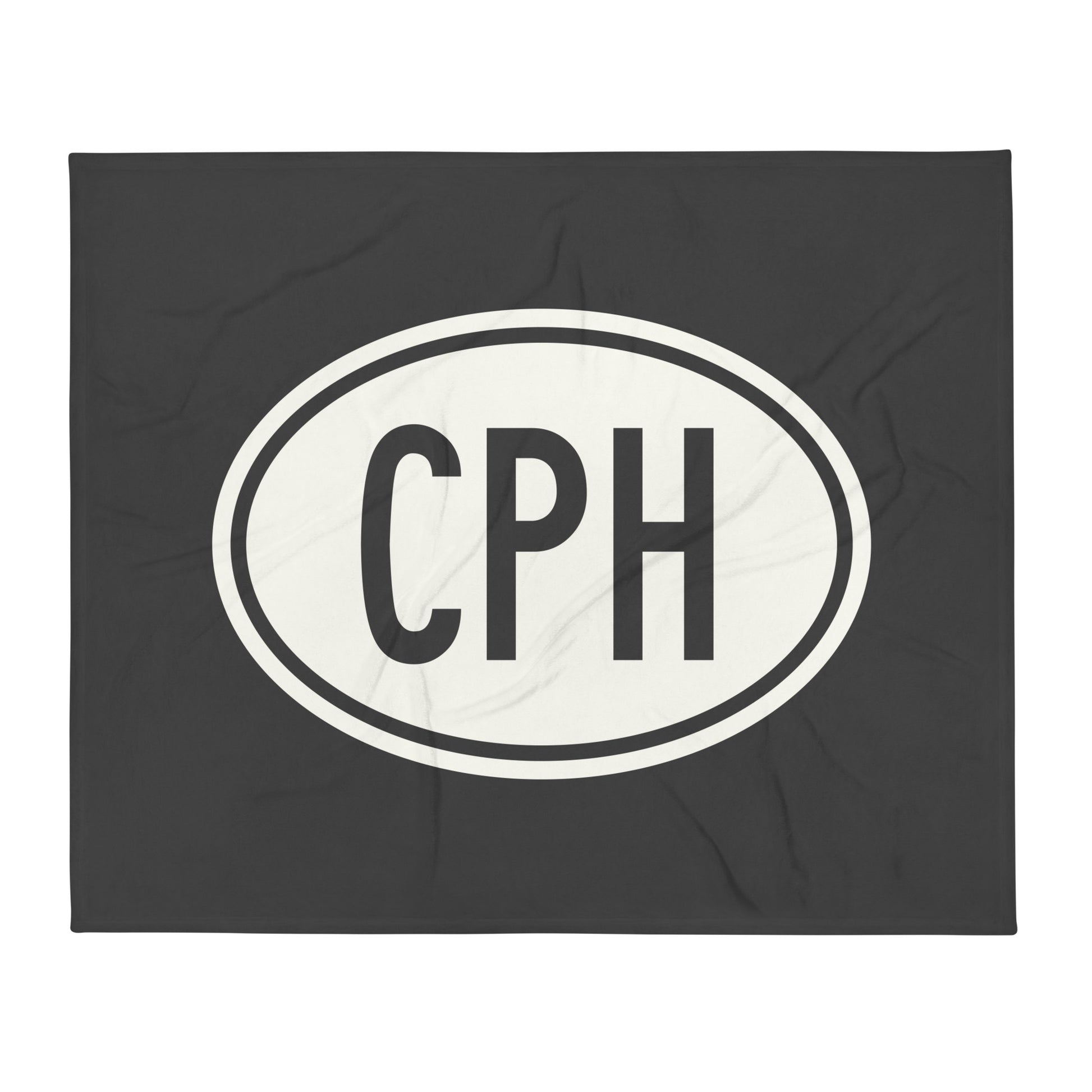 Unique Travel Gift Throw Blanket - White Oval • CPH Copenhagen Souvenir • YHM Designs - Image 01