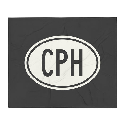 Unique Travel Gift Throw Blanket - White Oval • CPH Copenhagen Souvenir • YHM Designs - Image 01