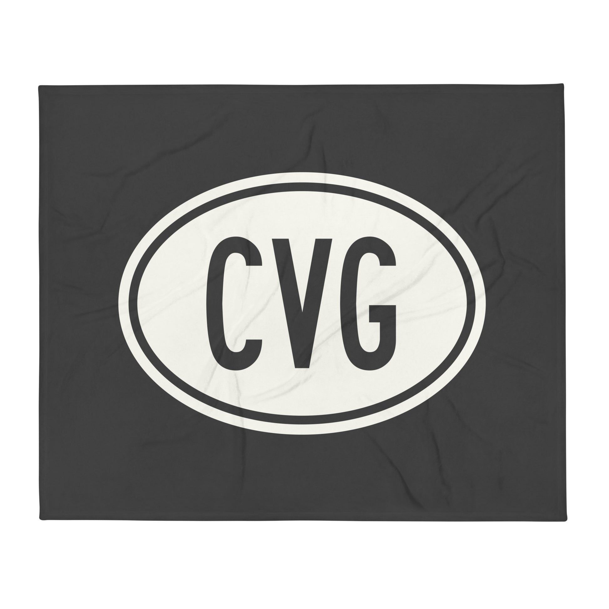 Unique Travel Gift Throw Blanket - White Oval • CVG Cincinnati Souvenir • YHM Designs - Image 01
