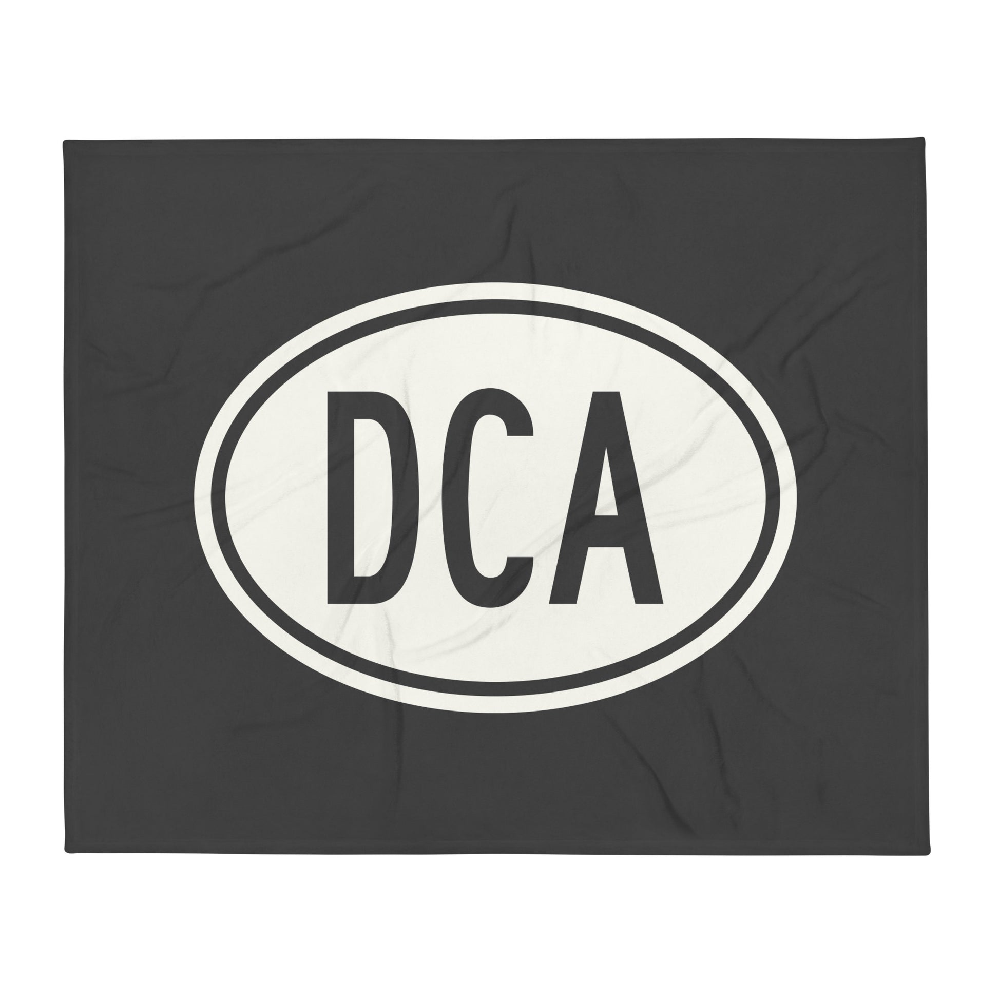 Unique Travel Gift Throw Blanket - White Oval • DCA Washington Souvenir • YHM Designs - Image 01