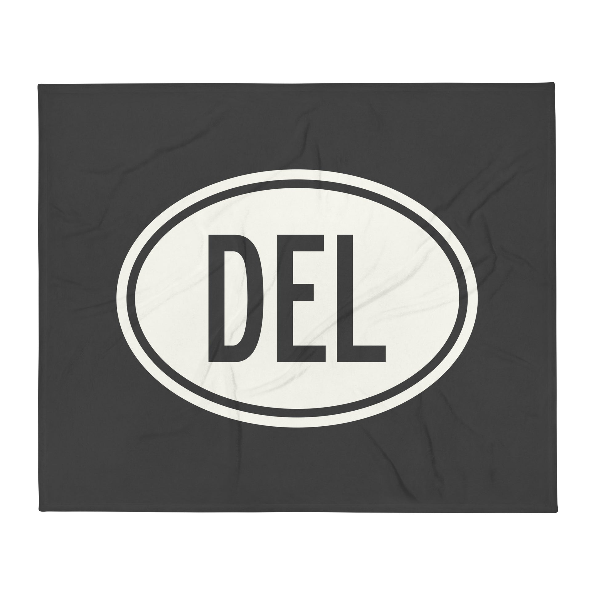 Unique Travel Gift Throw Blanket - White Oval • DEL Delhi Souvenir • YHM Designs - Image 01