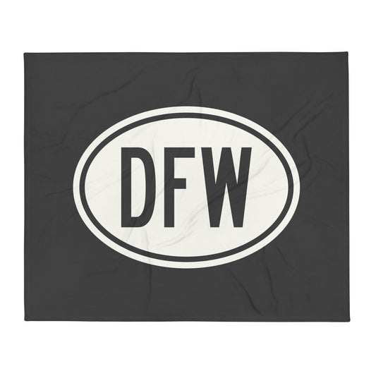 Unique Travel Gift Throw Blanket - White Oval • DFW Dallas • YHM Designs - Image 01