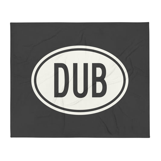 Unique Travel Gift Throw Blanket - White Oval • DUB Dublin Souvenir • YHM Designs - Image 01