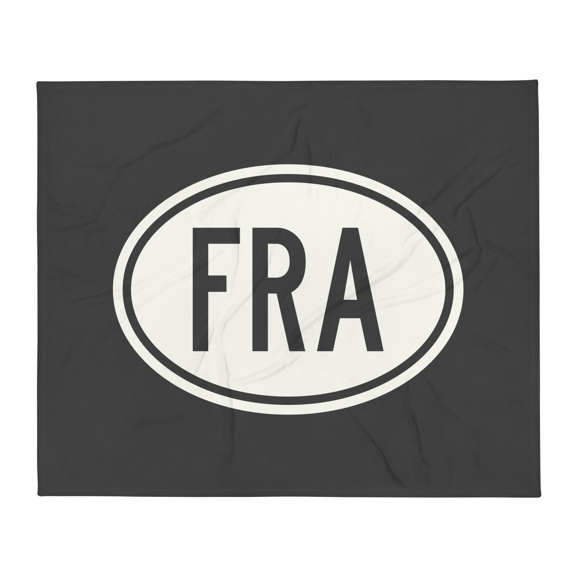Unique Travel Gift Throw Blanket - White Oval • FRA Frankfurt Souvenir • YHM Designs - Image 01