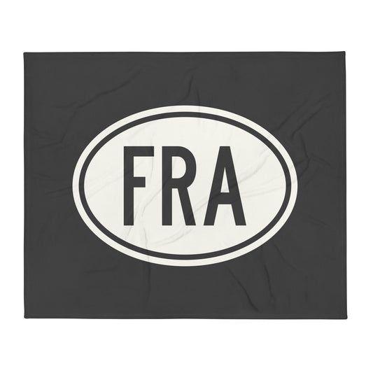 Unique Travel Gift Throw Blanket - White Oval • FRA Frankfurt Souvenir • YHM Designs - Image 01