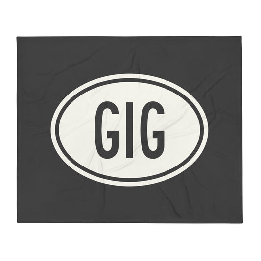 Unique Travel Gift Throw Blanket - White Oval • GIG Rio de Janeiro Souvenir • YHM Designs - Image 01