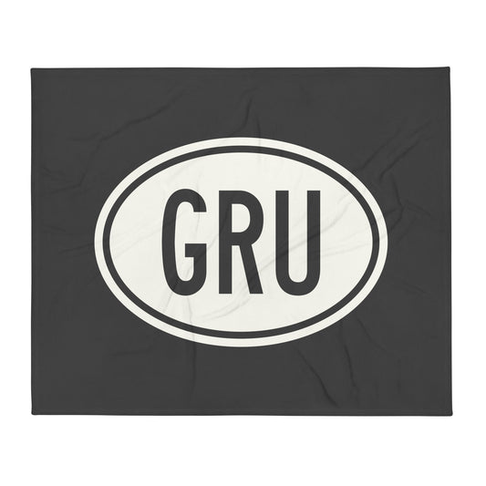 Unique Travel Gift Throw Blanket - White Oval • GRU Sao Paulo Souvenir • YHM Designs - Image 01