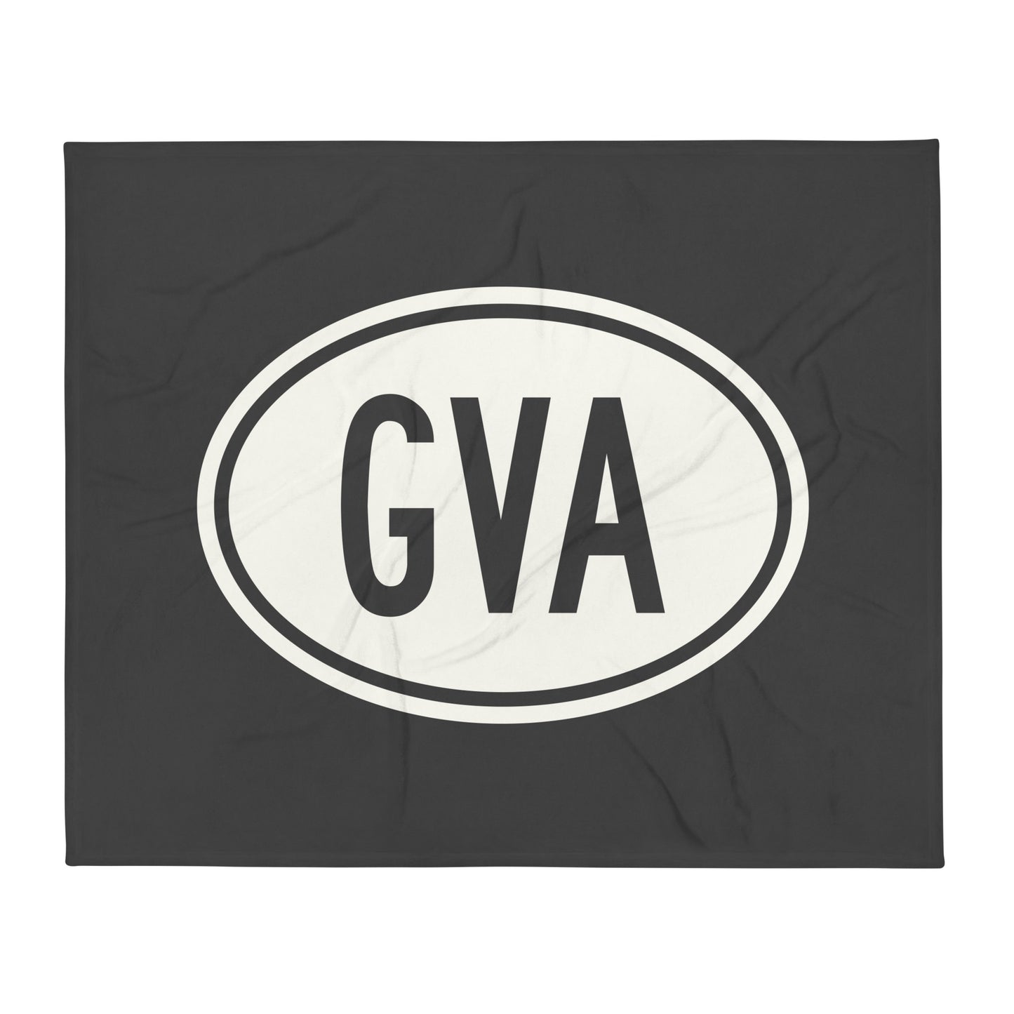 Unique Travel Gift Throw Blanket - White Oval • GVA Geneva Souvenir • YHM Designs - Image 01