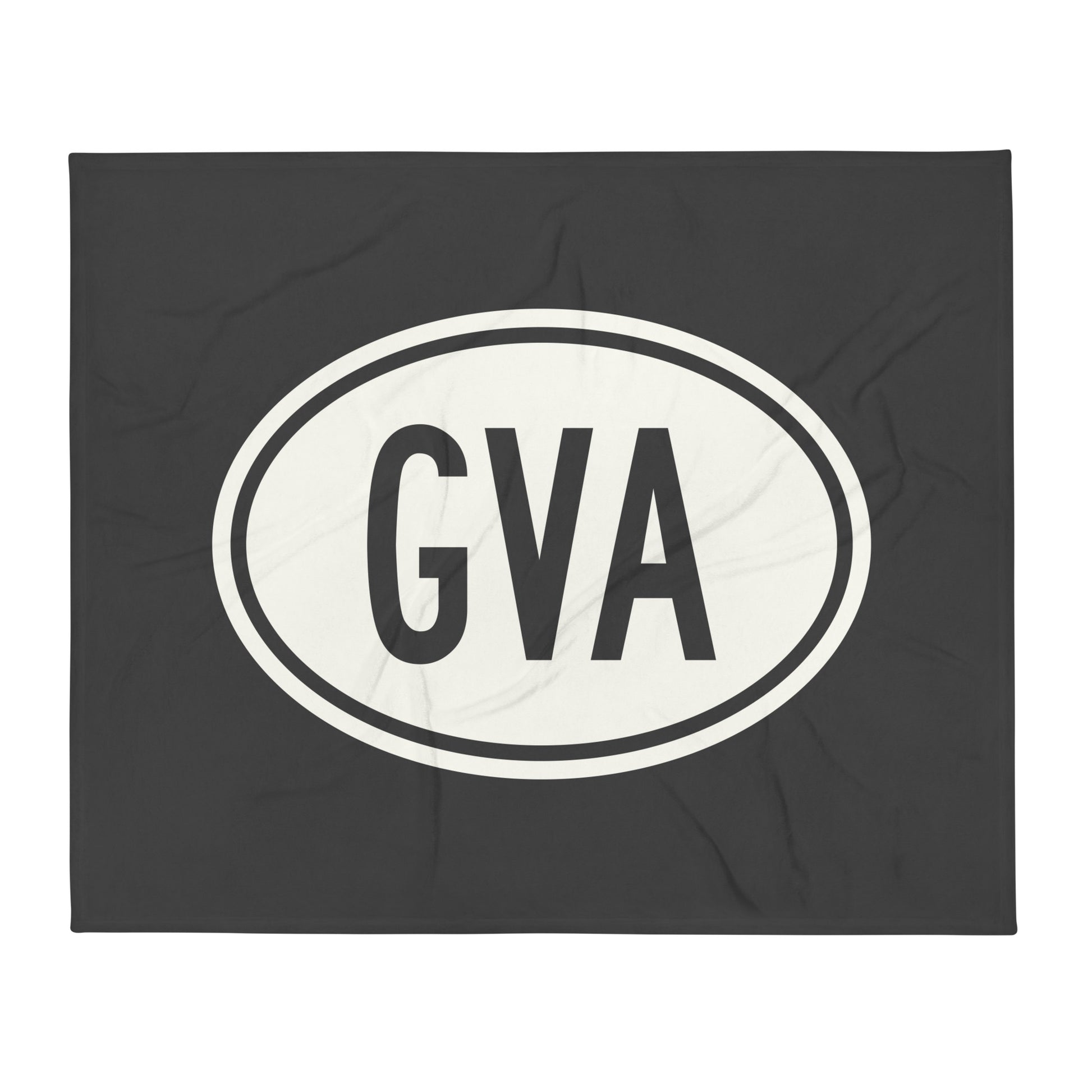 Unique Travel Gift Throw Blanket - White Oval • GVA Geneva Souvenir • YHM Designs - Image 01