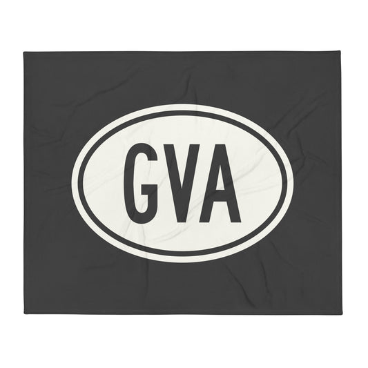 Unique Travel Gift Throw Blanket - White Oval • GVA Geneva Souvenir • YHM Designs - Image 01