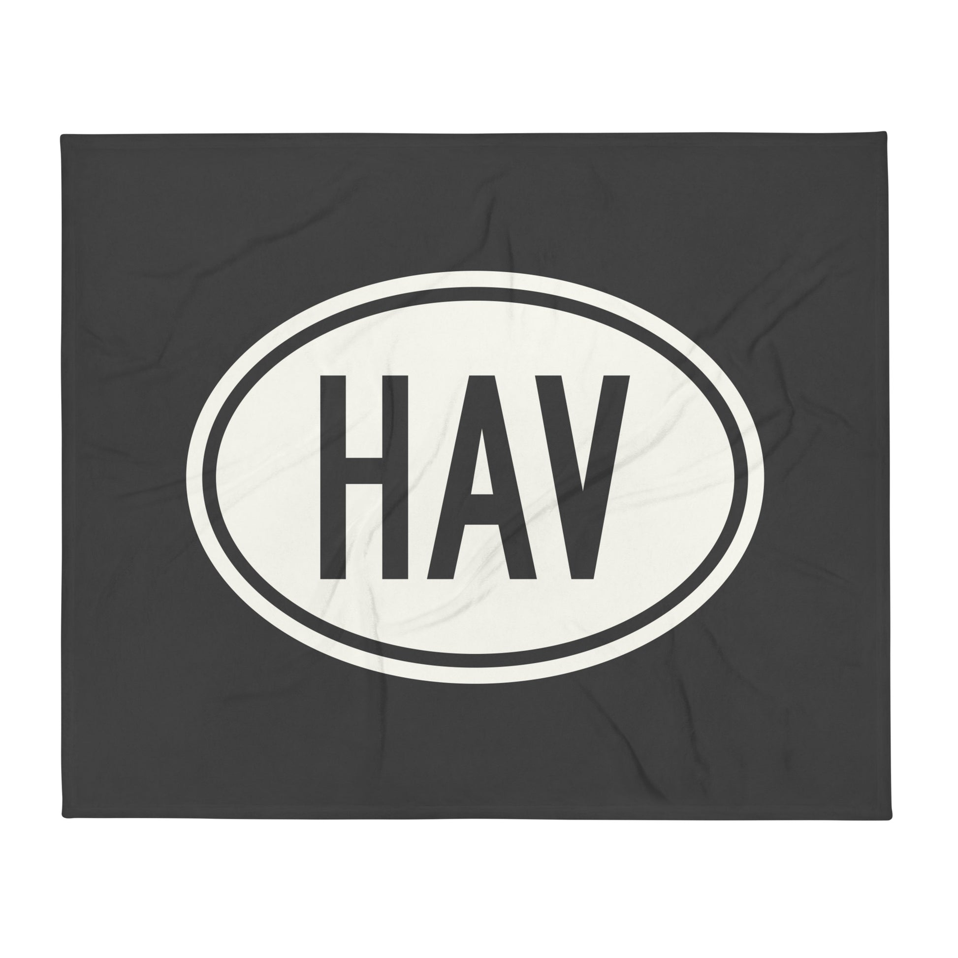 Unique Travel Gift Throw Blanket - White Oval • HAV Havana Souvenir • YHM Designs - Image 01