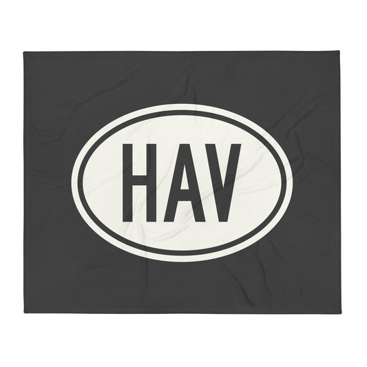 Unique Travel Gift Throw Blanket - White Oval • HAV Havana Souvenir • YHM Designs - Image 01
