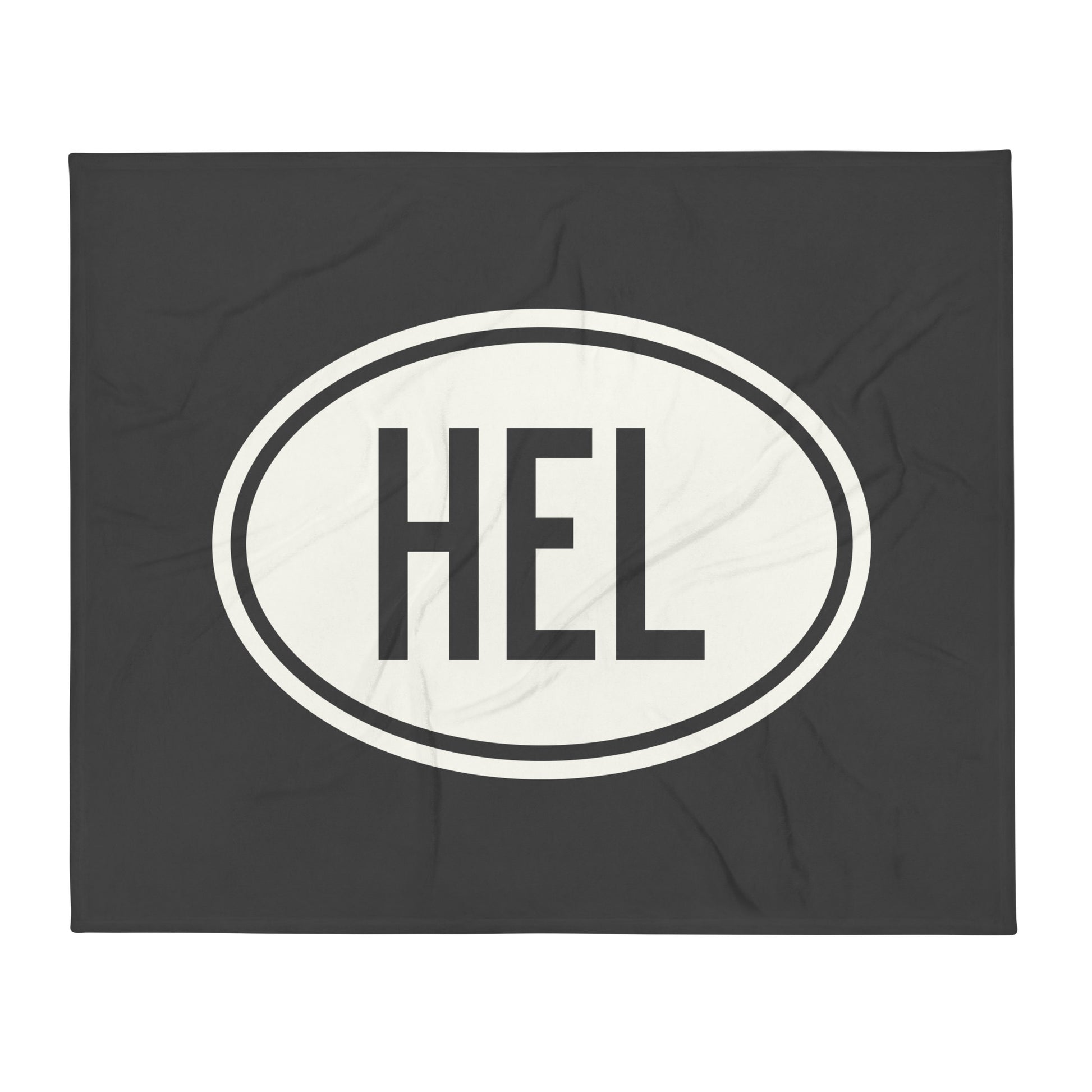 Unique Travel Gift Throw Blanket - White Oval • HEL Helsinki Souvenir • YHM Designs - Image 01
