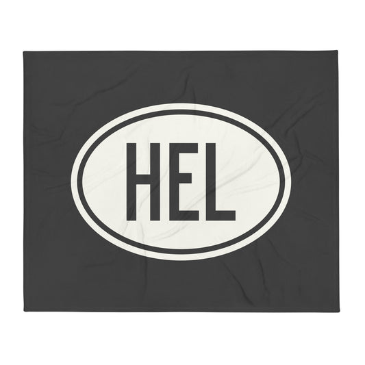 Unique Travel Gift Throw Blanket - White Oval • HEL Helsinki Souvenir • YHM Designs - Image 01