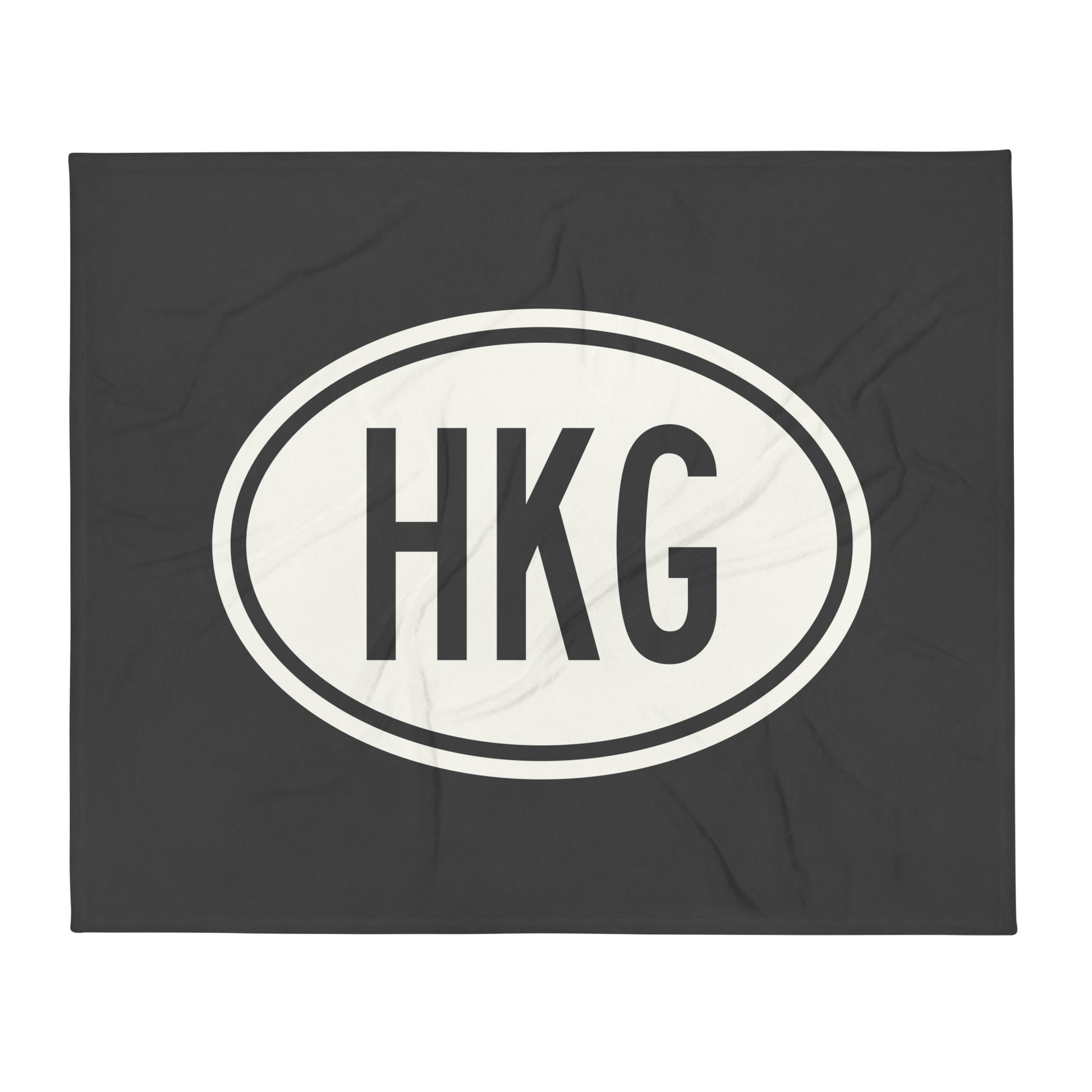 Unique Travel Gift Throw Blanket - White Oval • HKG Hong Kong Souvenir • YHM Designs - Image 01