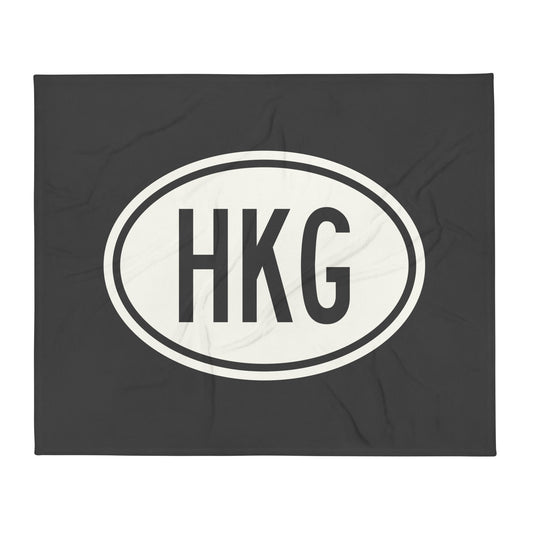 Unique Travel Gift Throw Blanket - White Oval • HKG Hong Kong Souvenir • YHM Designs - Image 01