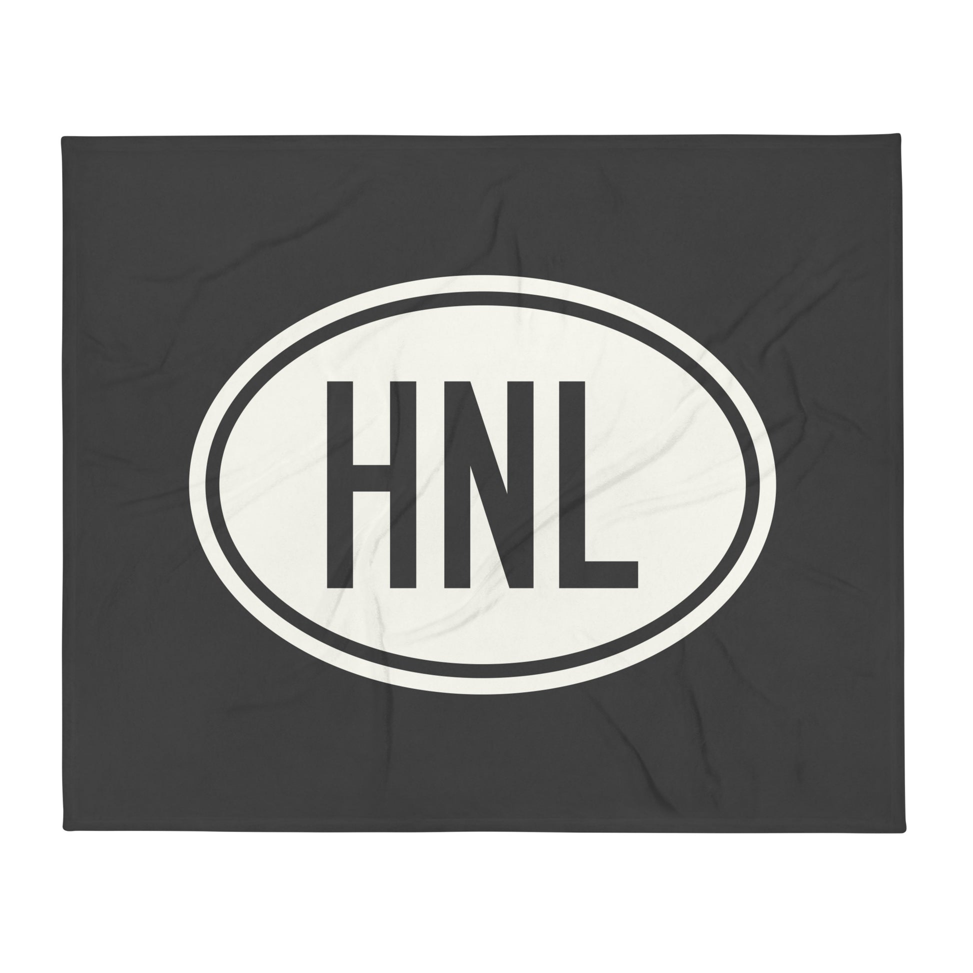 Unique Travel Gift Throw Blanket - White Oval • HNL Honolulu Souvenir • YHM Designs - Image 01