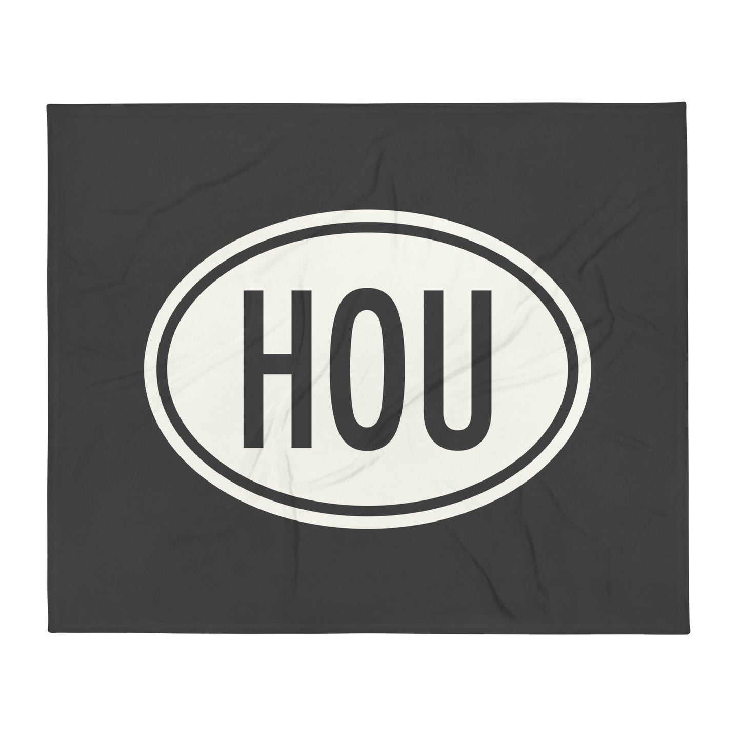 HOU Houston Throw Blanket • Eclipse Grey with Oval Car Sticker Design • YHM Designs - Image 01