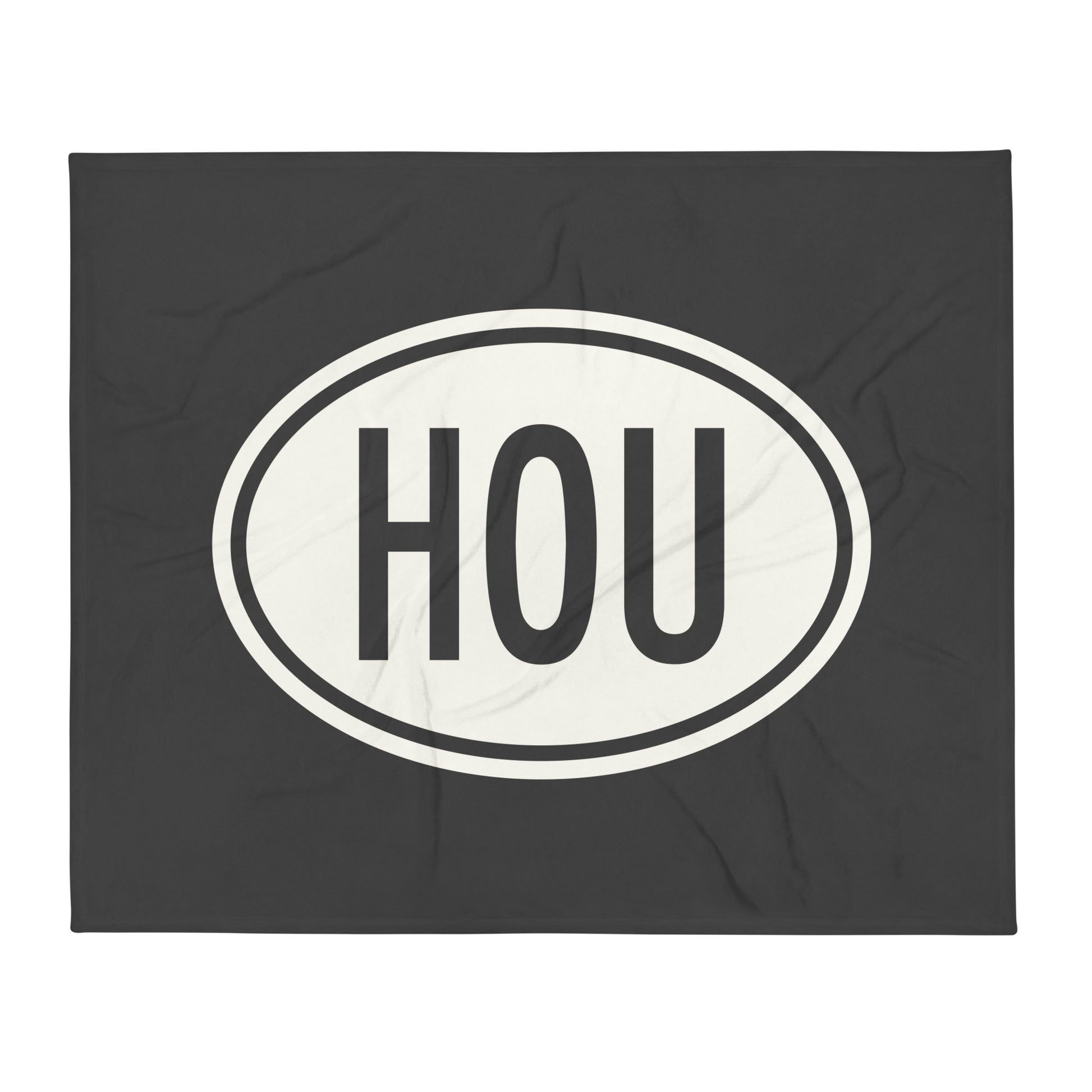 HOU Houston Throw Blanket • Eclipse Grey with Oval Car Sticker Design • YHM Designs - Image 01
