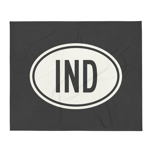 Unique Travel Gift Throw Blanket - White Oval • IND Indianapolis Souvenir • YHM Designs - Image 01