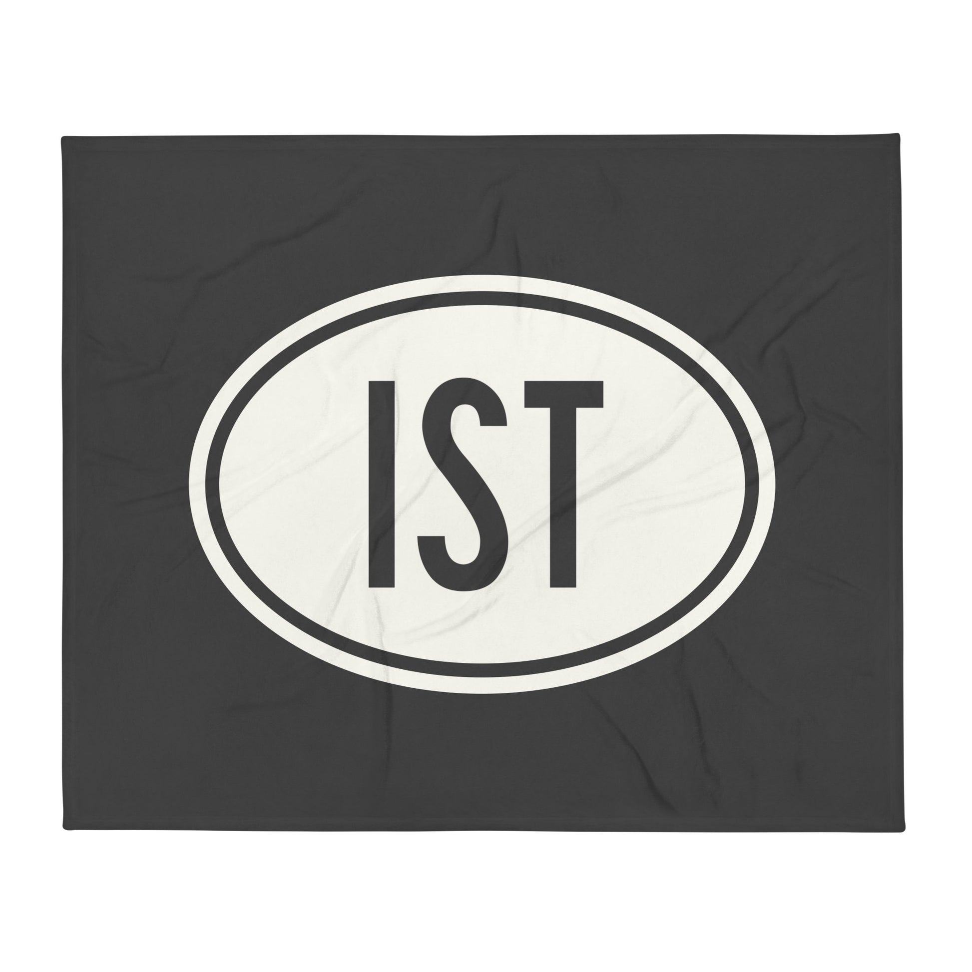 Unique Travel Gift Throw Blanket - White Oval • IST Istanbul Souvenir • YHM Designs - Image 01
