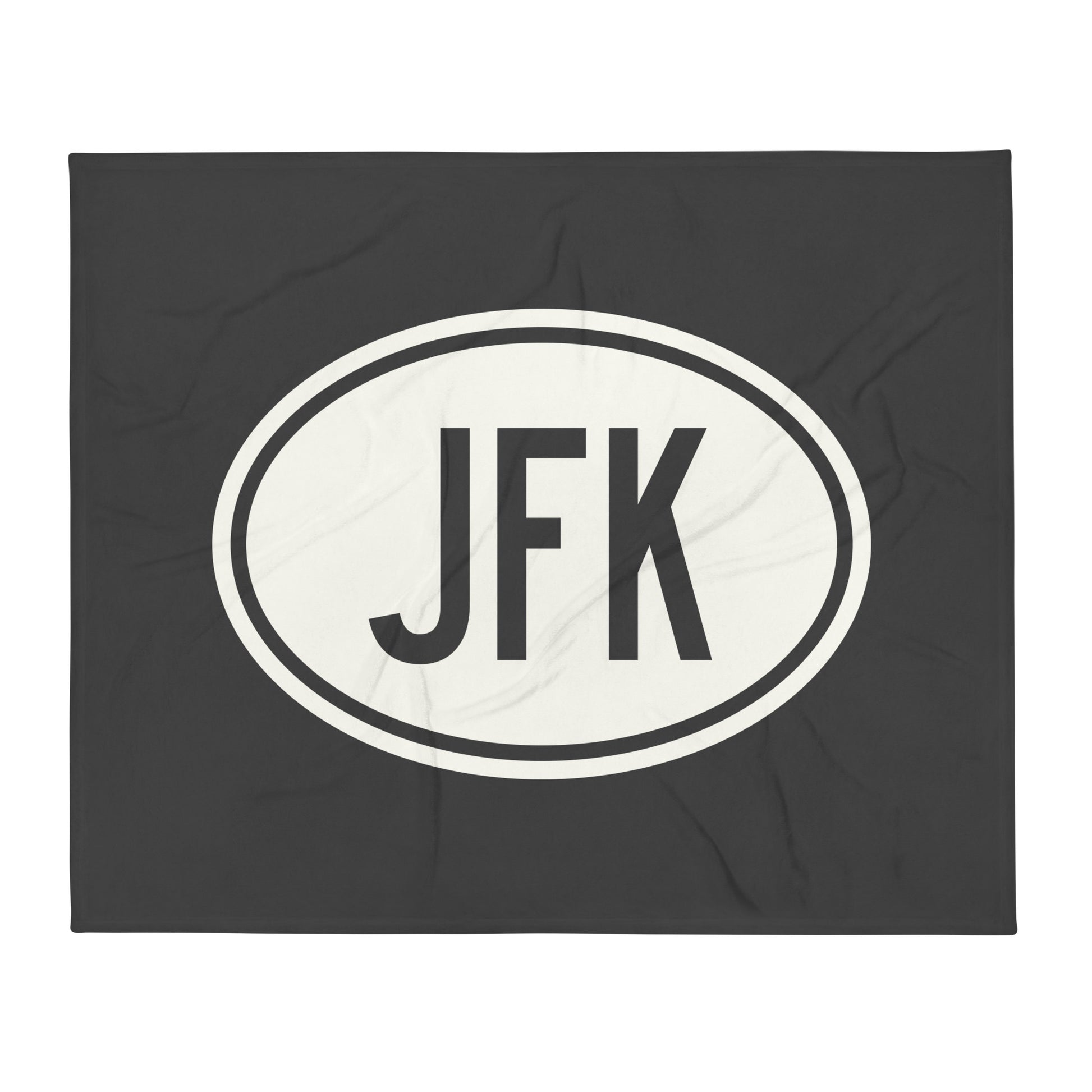 Unique Travel Gift Throw Blanket - White Oval • JFK New York City Souvenir • YHM Designs - Image 01