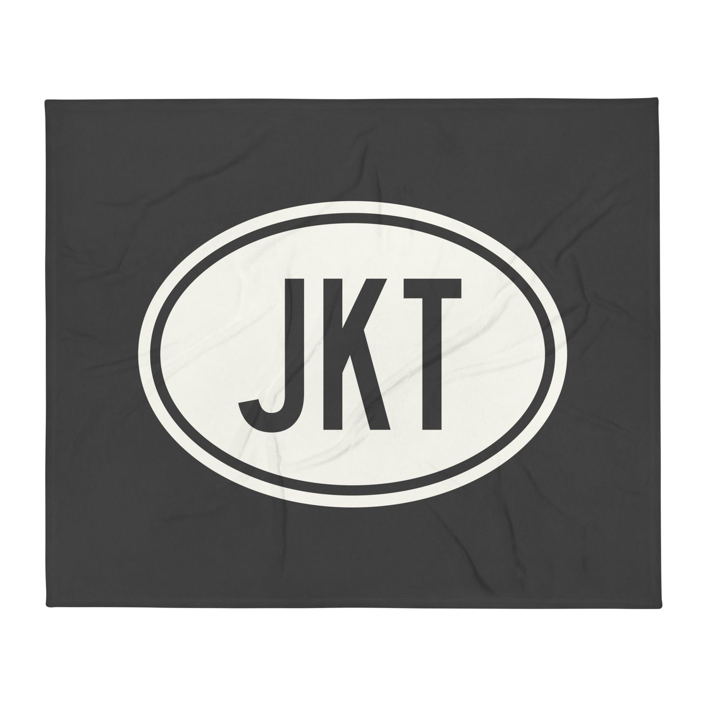 Unique Travel Gift Throw Blanket - White Oval • JKT Jakarta Souvenir • YHM Designs - Image 01