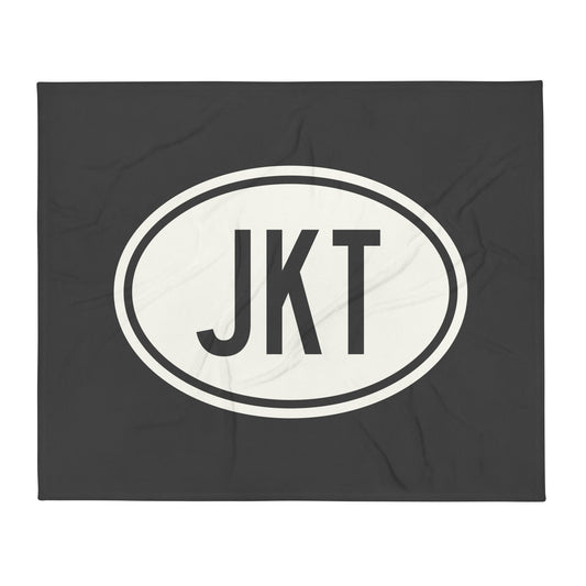 Unique Travel Gift Throw Blanket - White Oval • JKT Jakarta Souvenir • YHM Designs - Image 01