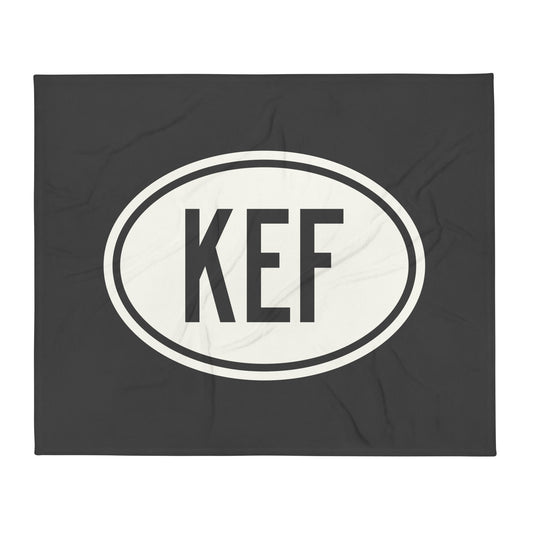 Unique Travel Gift Throw Blanket - White Oval • KEF Reykjavik Souvenir • YHM Designs - Image 01