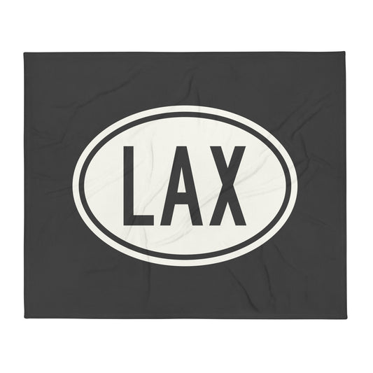Unique Travel Gift Throw Blanket - White Oval • LAX Los Angeles • YHM Designs - Image 01