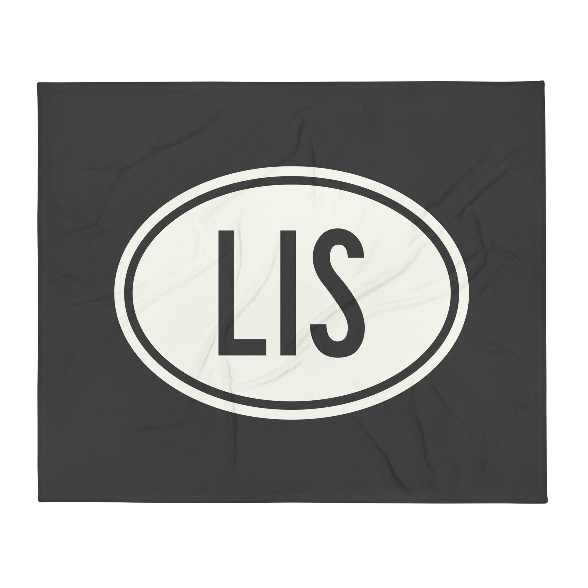 Unique Travel Gift Throw Blanket - White Oval • LIS Lisbon Souvenir • YHM Designs - Image 01