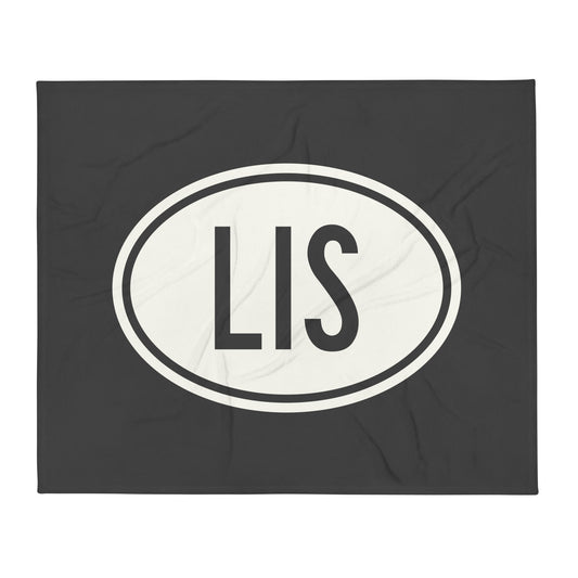 Unique Travel Gift Throw Blanket - White Oval • LIS Lisbon Souvenir • YHM Designs - Image 01