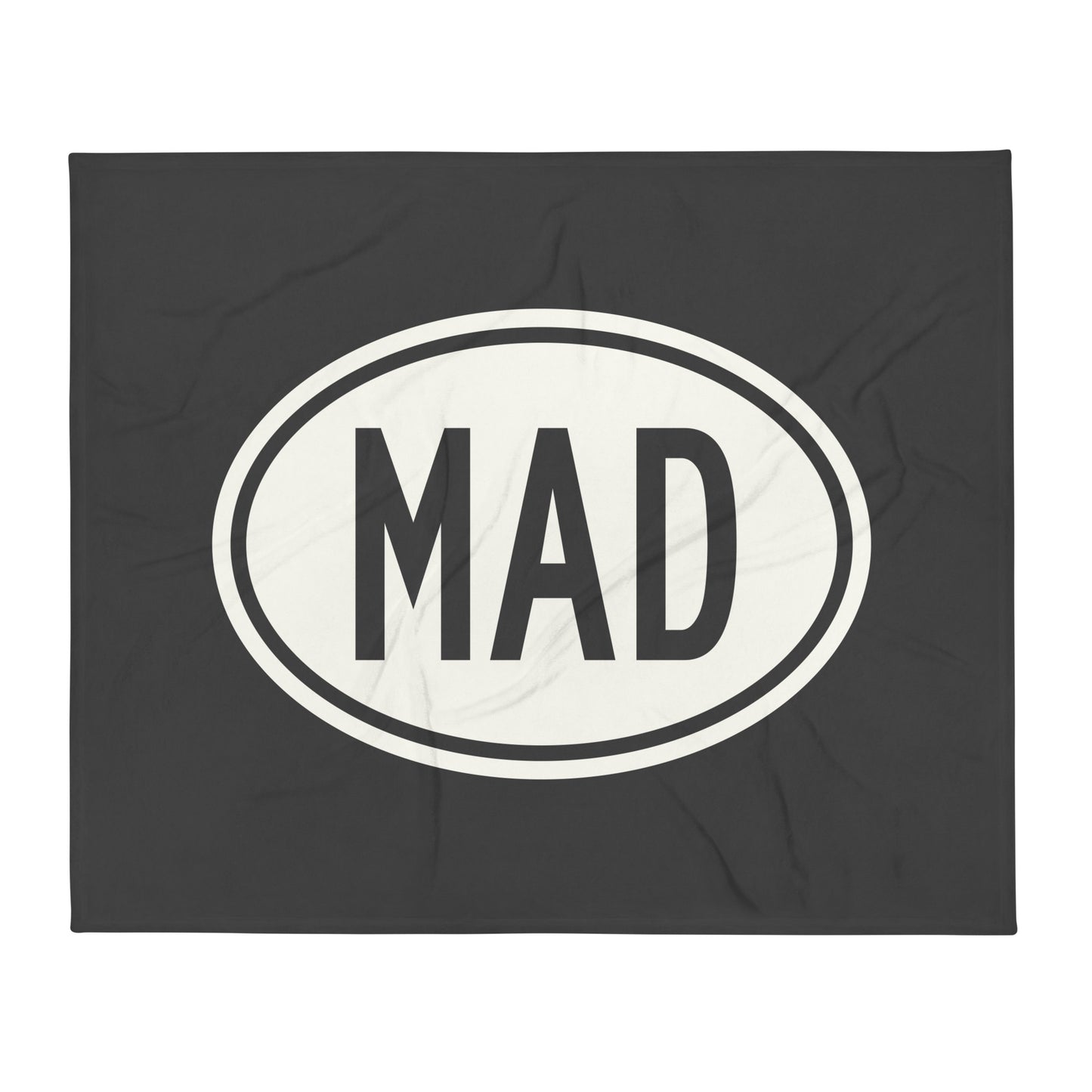 Unique Travel Gift Throw Blanket - White Oval • MAD Madrid Souvenir • YHM Designs - Image 01
