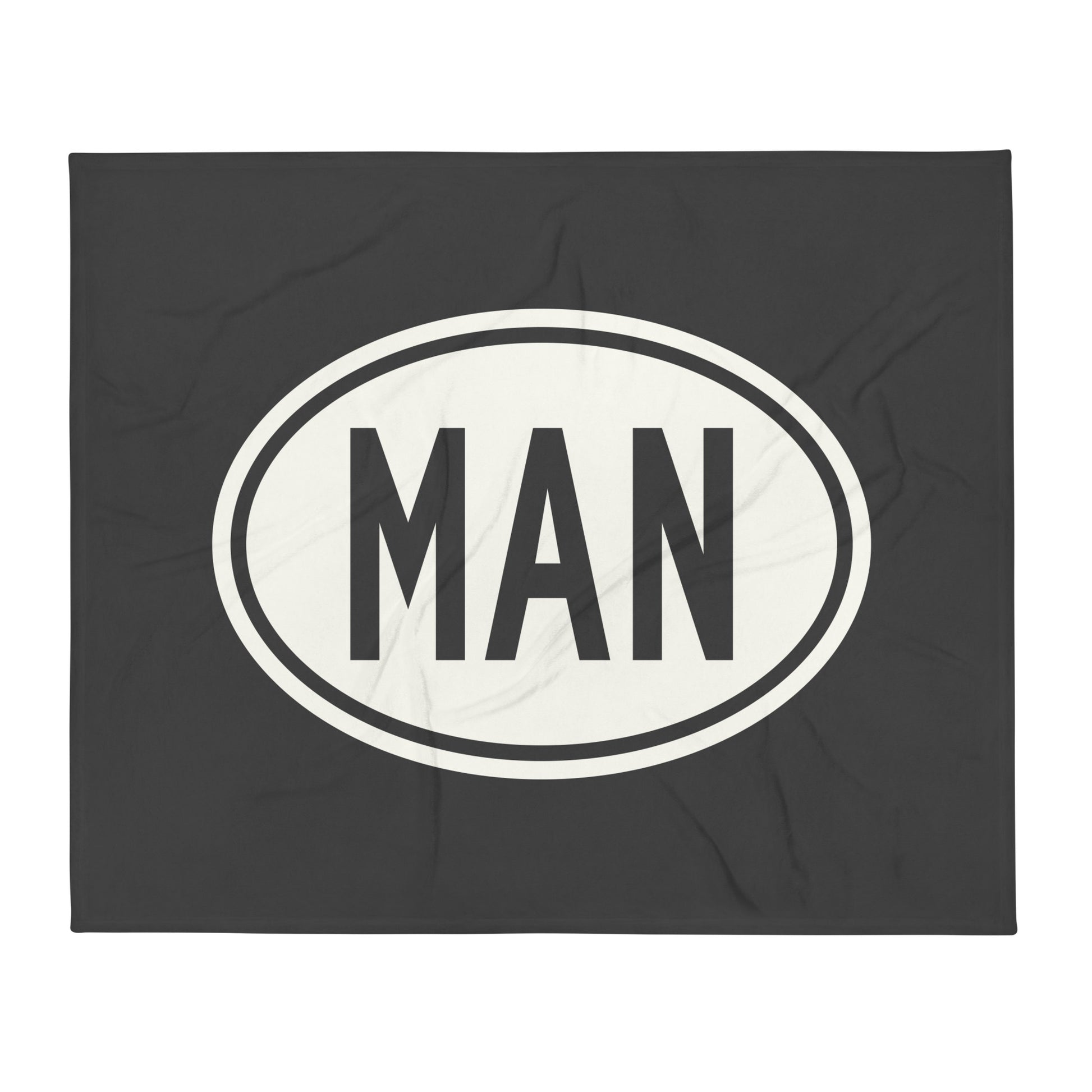 Unique Travel Gift Throw Blanket - White Oval • MAN Manchester Souvenir • YHM Designs - Image 01