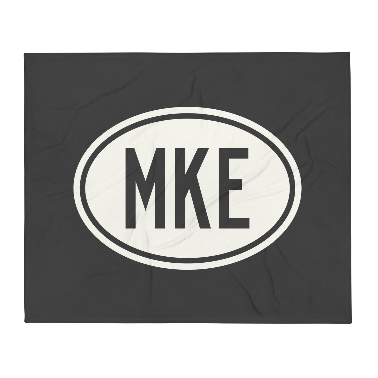 MKE Milwaukee Throw Blanket • Eclipse Grey with Oval Car Sticker Design • YHM Designs - Image 01