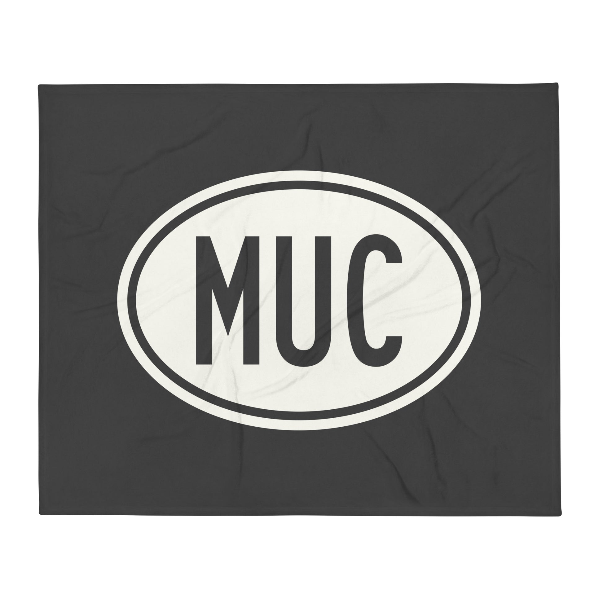 Unique Travel Gift Throw Blanket - White Oval • MUC Munich Souvenir • YHM Designs - Image 01