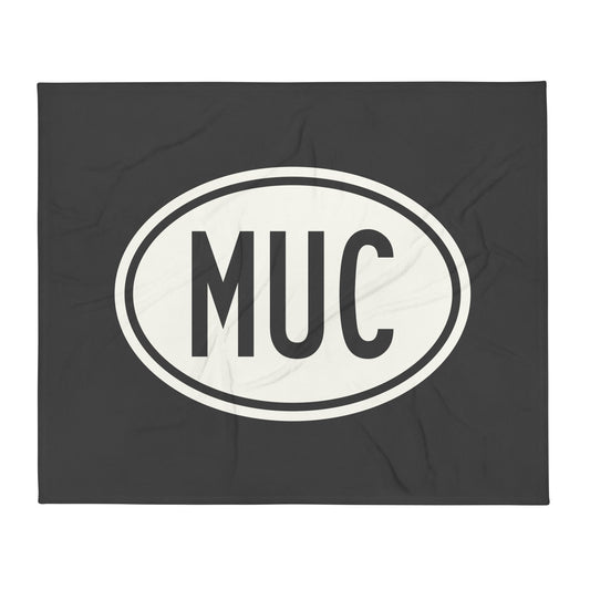 Unique Travel Gift Throw Blanket - White Oval • MUC Munich Souvenir • YHM Designs - Image 01