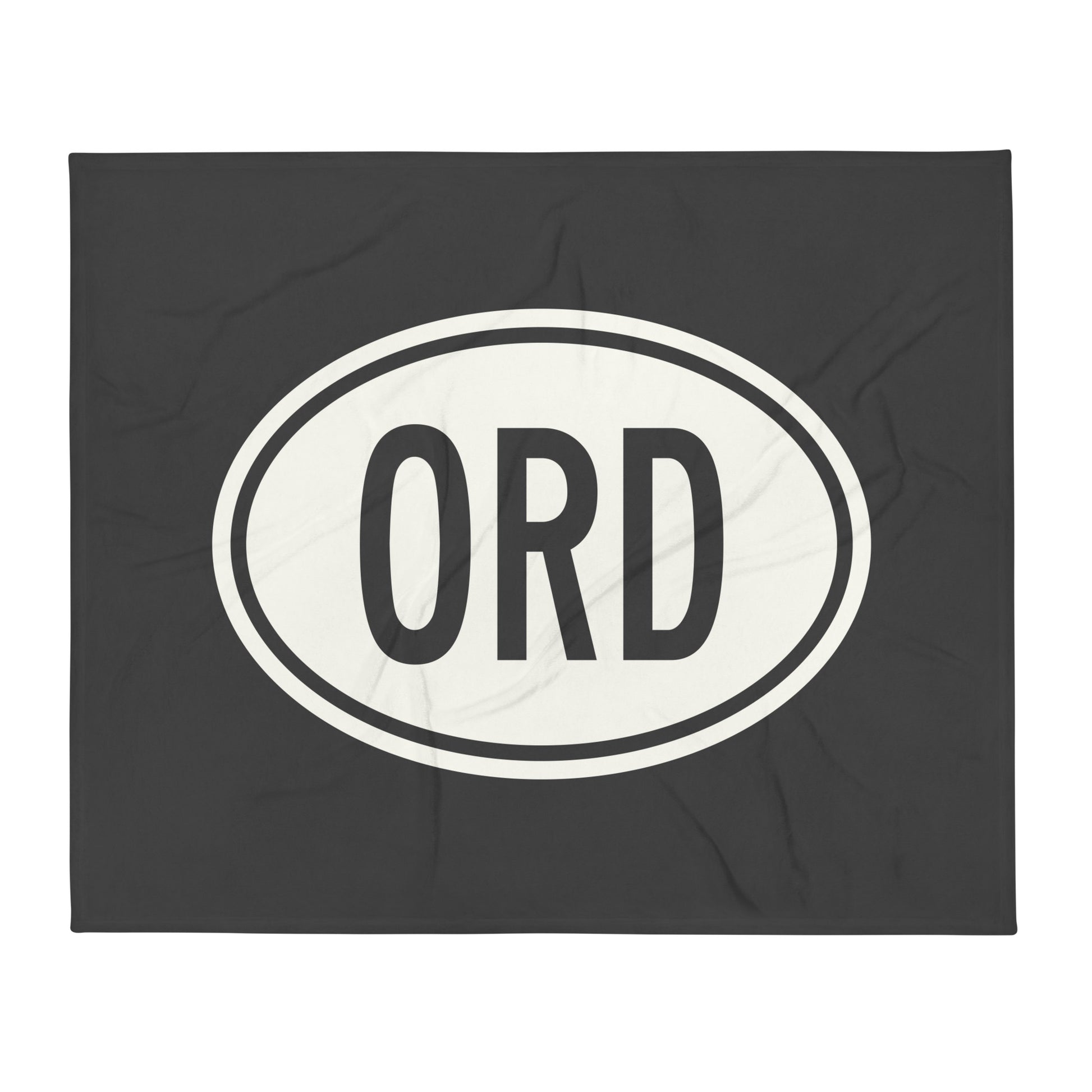 Unique Travel Gift Throw Blanket - White Oval • ORD Chicago Souvenir • YHM Designs - Image 01