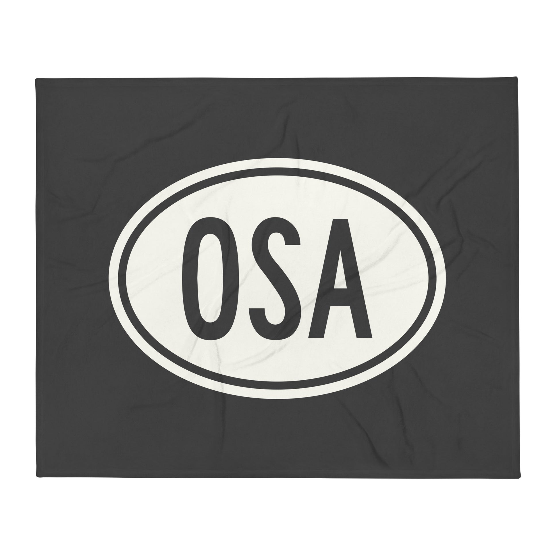 Unique Travel Gift Throw Blanket - White Oval • OSA Osaka Souvenir • YHM Designs - Image 01