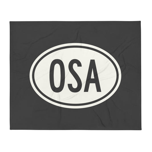 Unique Travel Gift Throw Blanket - White Oval • OSA Osaka Souvenir • YHM Designs - Image 01