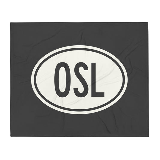 Unique Travel Gift Throw Blanket - White Oval • OSL Oslo Souvenir • YHM Designs - Image 01