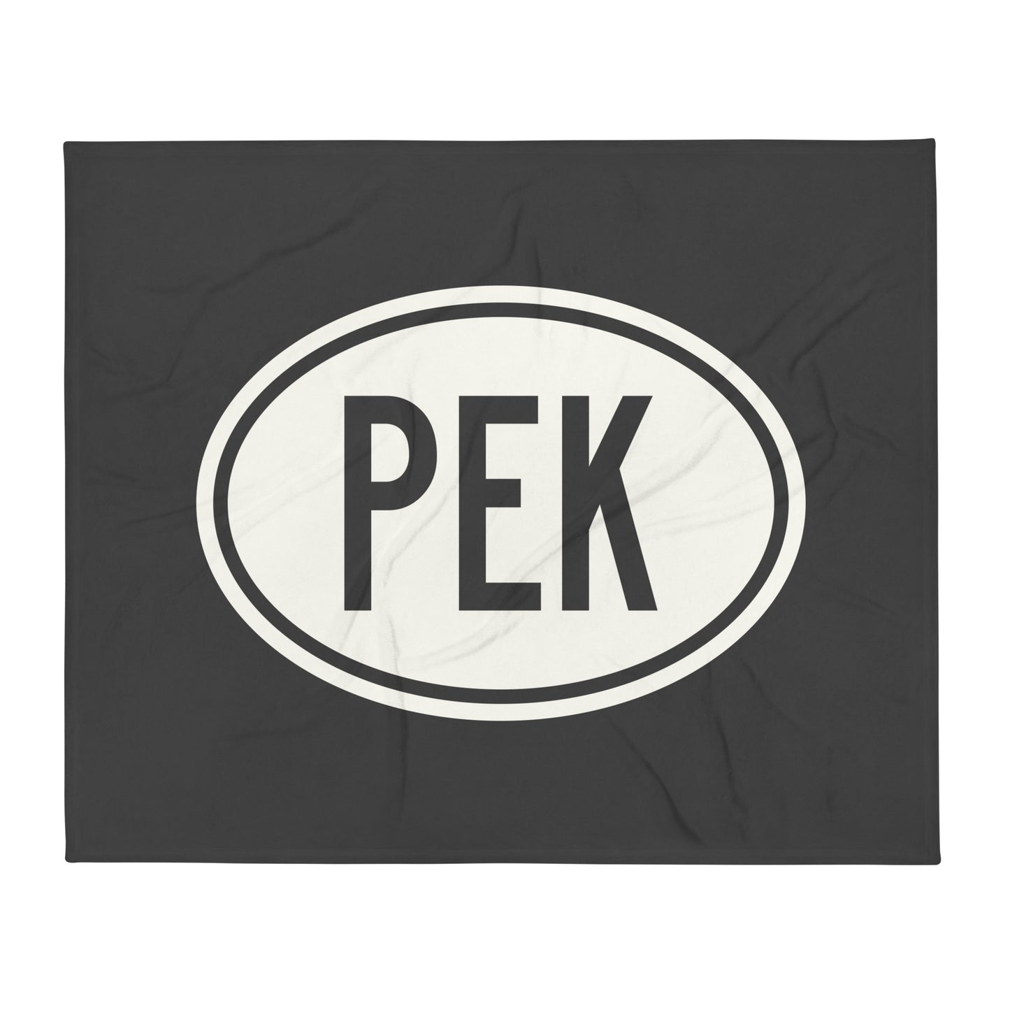 Unique Travel Gift Throw Blanket - White Oval • PEK Beijing Souvenir • YHM Designs - Image 01
