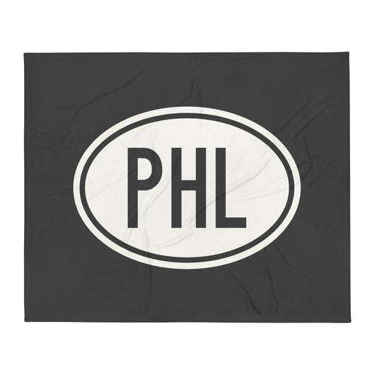 Unique Travel Gift Throw Blanket - White Oval • PHL Philadelphia • YHM Designs - Image 01