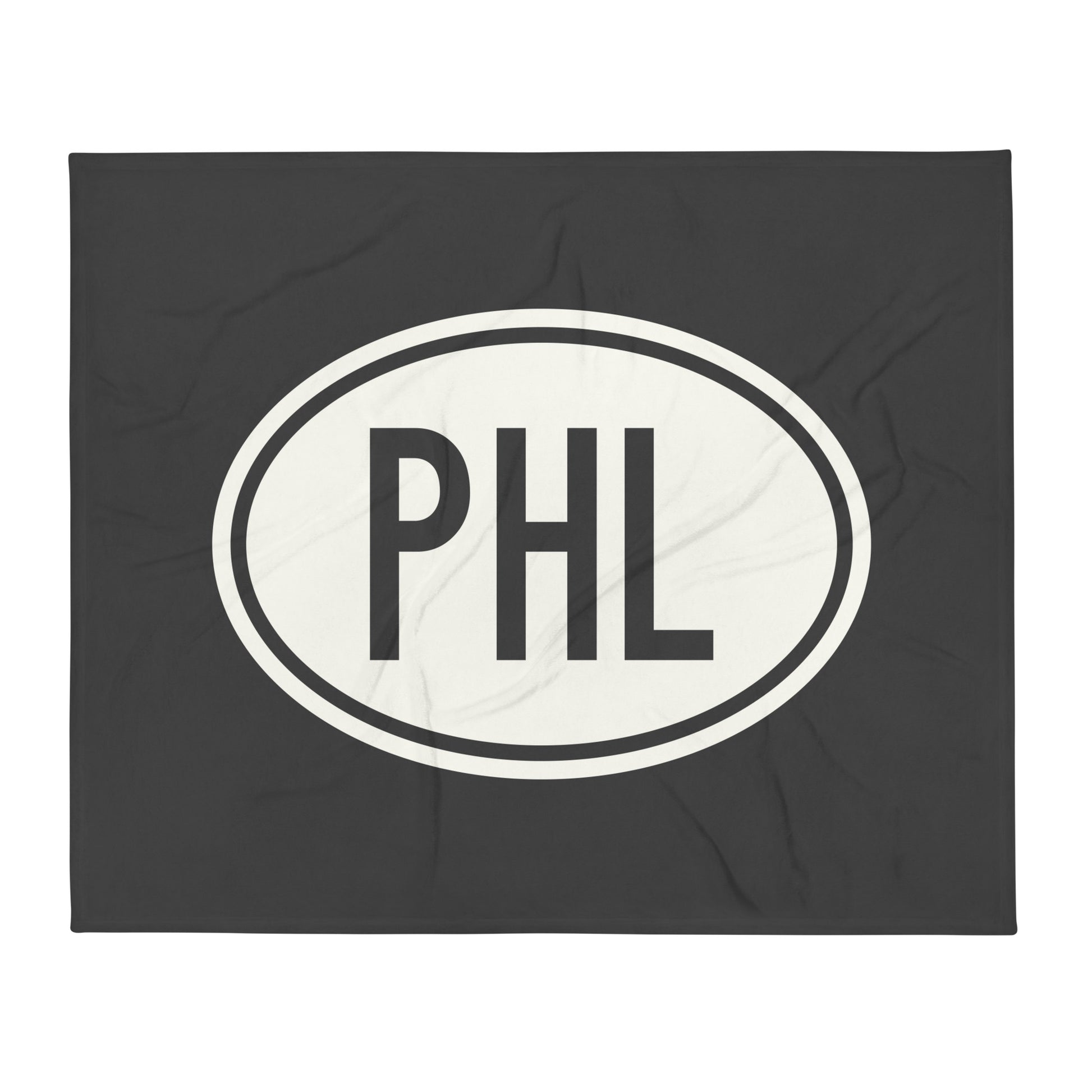 Unique Travel Gift Throw Blanket - White Oval • PHL Philadelphia • YHM Designs - Image 01