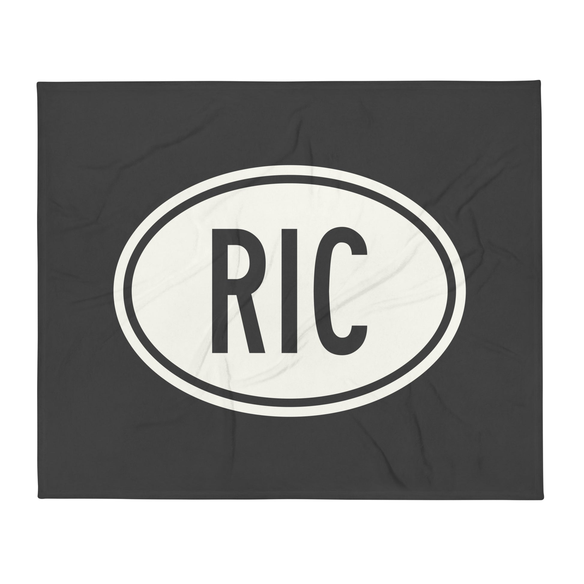 RIC Richmond Throw Blanket • Eclipse Grey with Oval Car Sticker Design • YHM Designs - Image 01