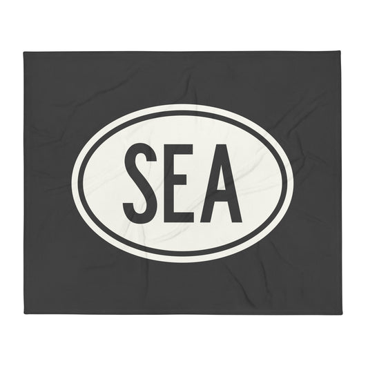 Unique Travel Gift Throw Blanket - White Oval • SEA Seattle • YHM Designs - Image 01