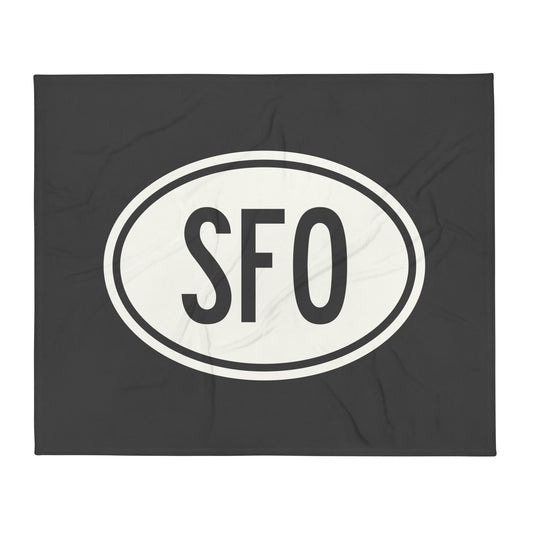 Unique Travel Gift Throw Blanket - White Oval • SFO San Francisco • YHM Designs - Image 01