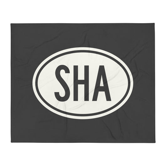 Unique Travel Gift Throw Blanket - White Oval • SHA Shanghai Souvenir • YHM Designs - Image 01