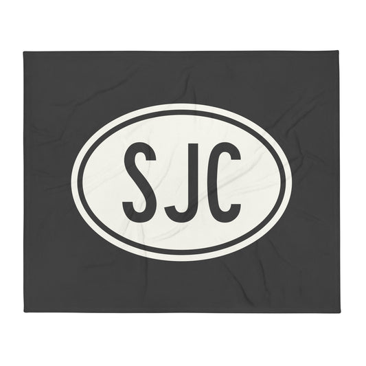 Unique Travel Gift Throw Blanket - White Oval • SJC San Jose Souvenir • YHM Designs - Image 01